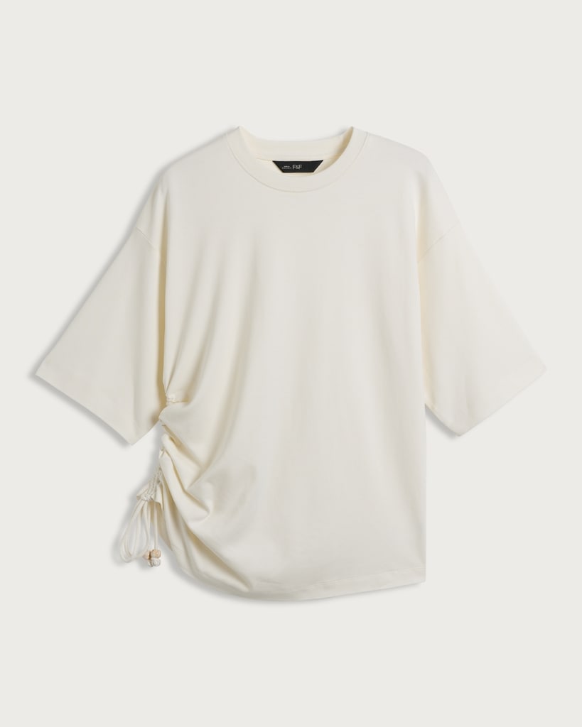 F&F Pure Cotton Ruched Side T-Shirt in Cream thumbnail 4