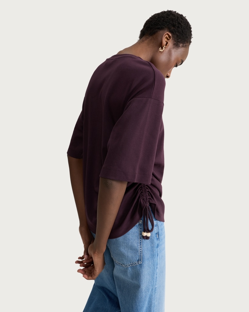 F&F Pure Cotton Ruched Side T-Shirt in Purple thumbnail 3
