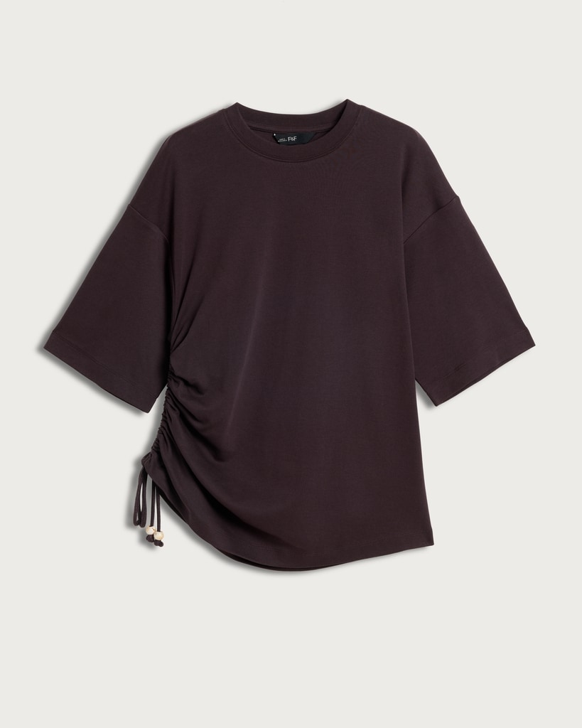 F&F Pure Cotton Ruched Side T-Shirt in Purple thumbnail 4