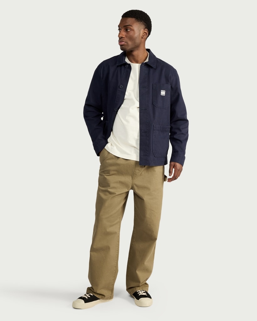 RDA Pure Cotton Button Up Worker Shirt in Navy thumbnail 2