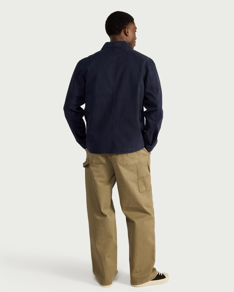 RDA Pure Cotton Button Up Worker Shirt in Navy thumbnail 3