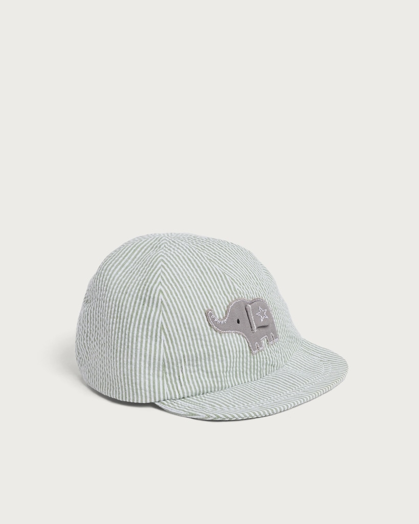 F&F Baby Striped Elephant Embroidered Baseball Cap in Multi