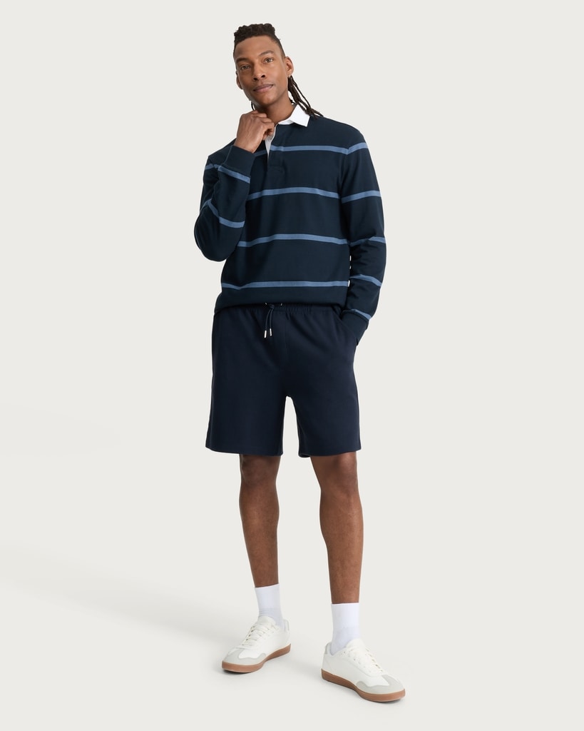 F&F Cotton Rich Textured Drawstring Shorts in Navy