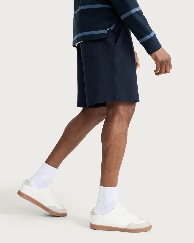 F&F Cotton Rich Textured Drawstring Shorts in Navy thumbnail 2