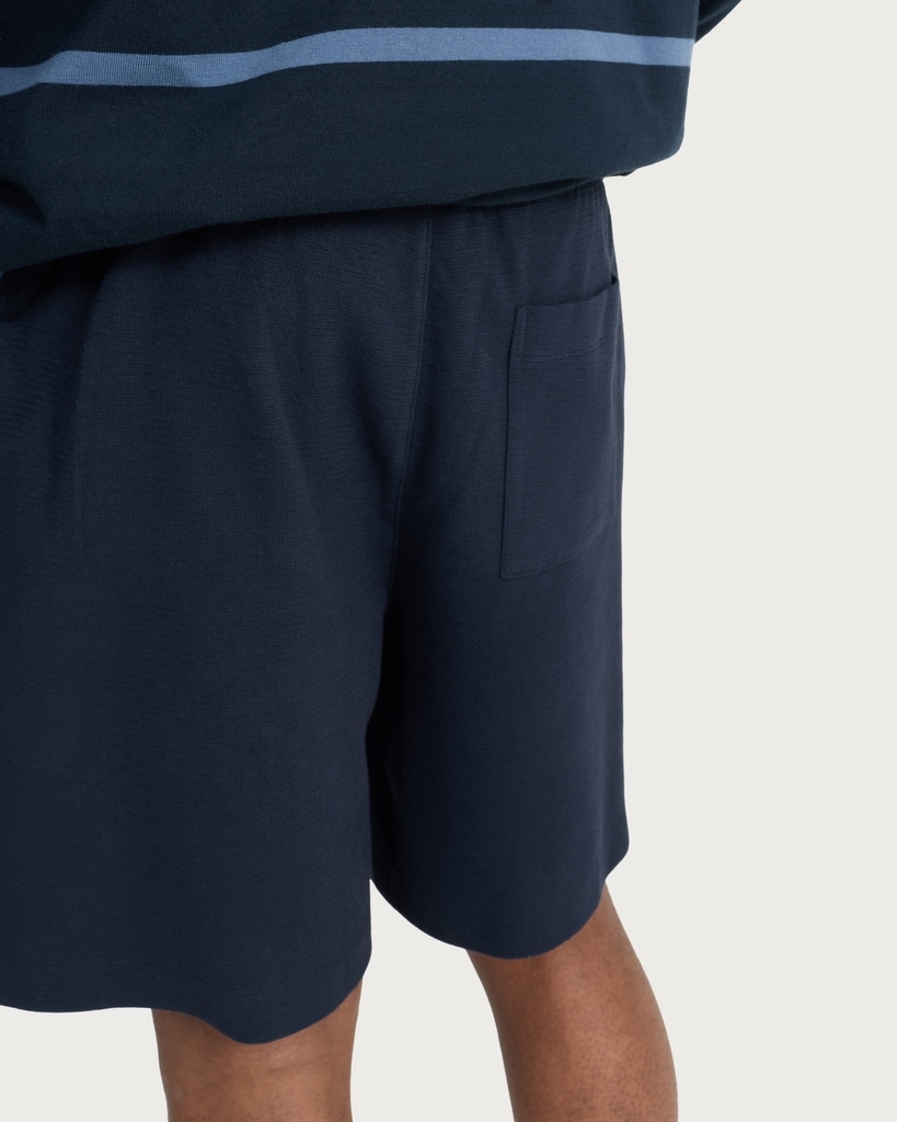 F&F Cotton Rich Textured Drawstring Shorts in Navy thumbnail 3