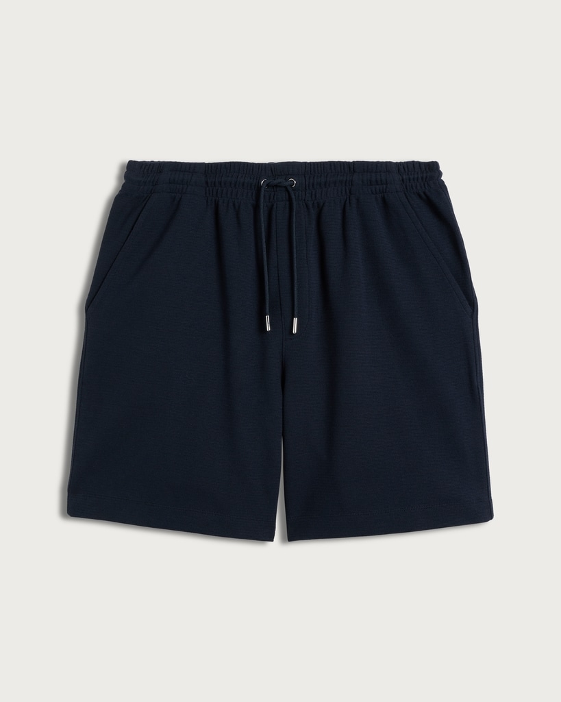 F&F Cotton Rich Textured Drawstring Shorts in Navy thumbnail 4