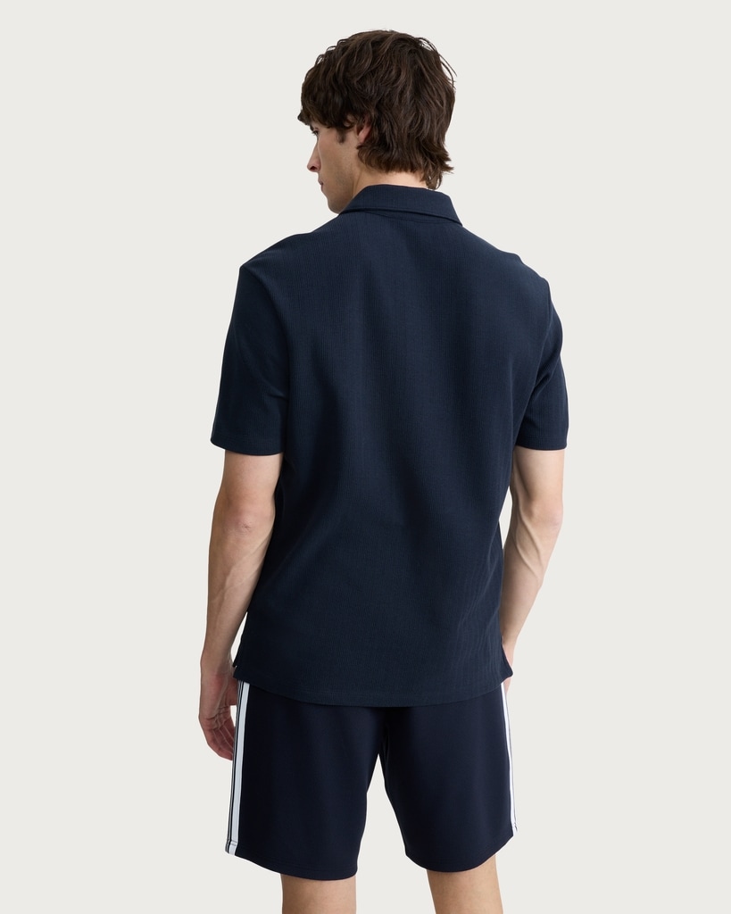 F&F Pure Cotton Textured Polo Shirt in Navy thumbnail 2
