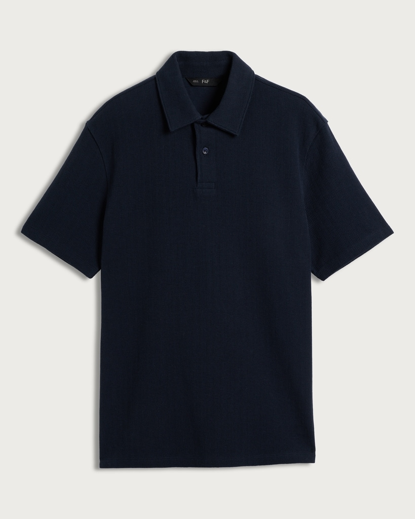 F&F Pure Cotton Textured Polo Shirt in Navy thumbnail 4