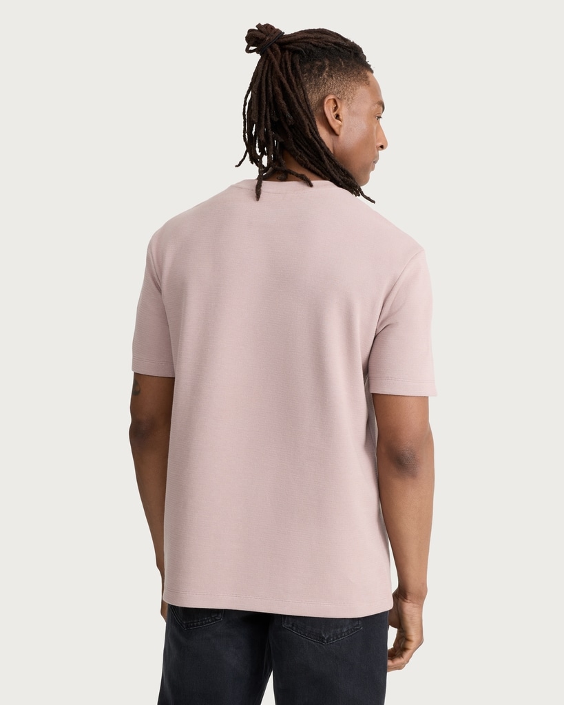 F&F Cotton Rich Textured Crew Neck T-Shirt in Pink thumbnail 2