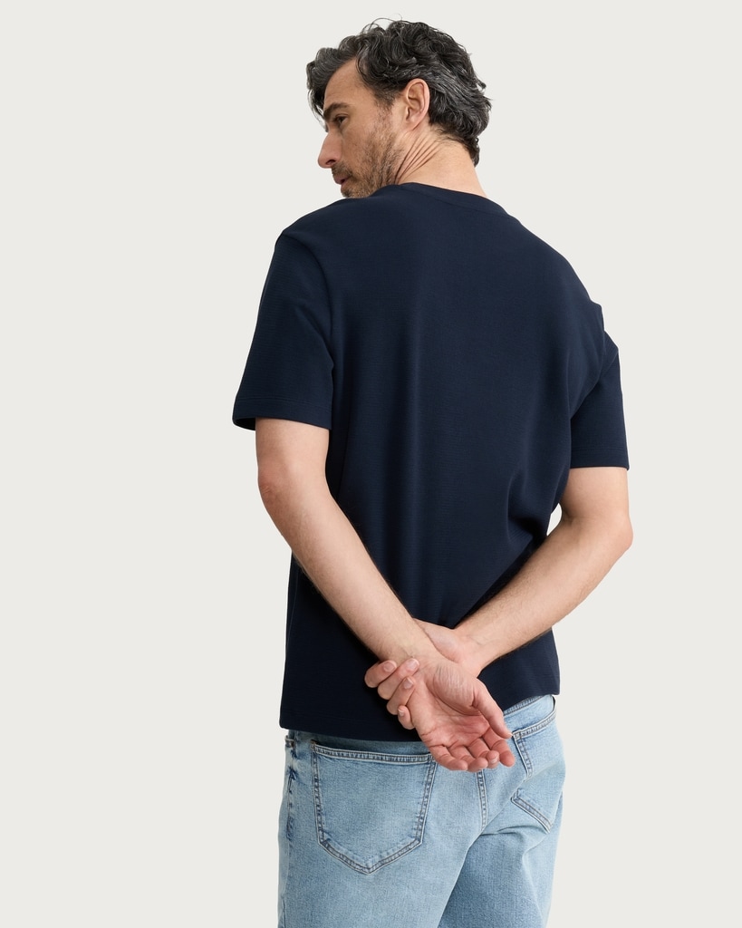 F&F Cotton Rich Textured Crew Neck T-Shirt in Navy thumbnail 3