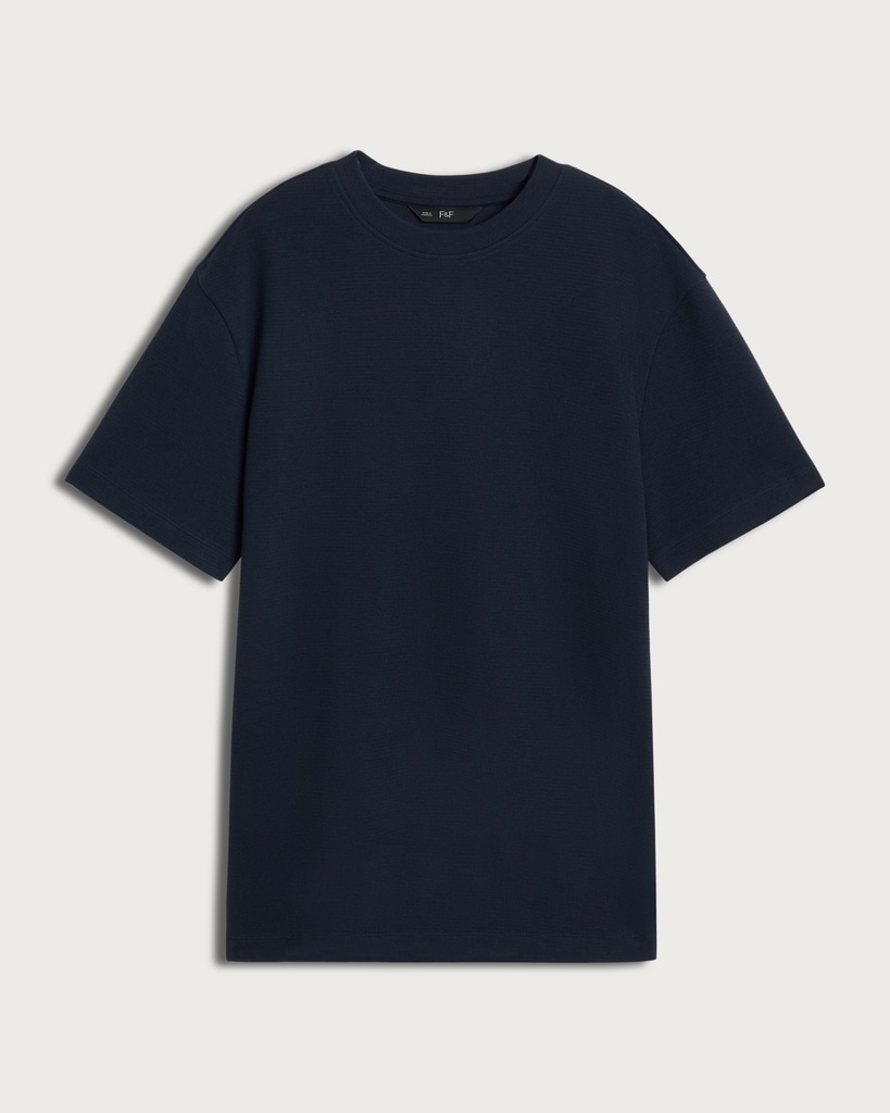F&F Cotton Rich Textured Crew Neck T-Shirt in Navy thumbnail 4