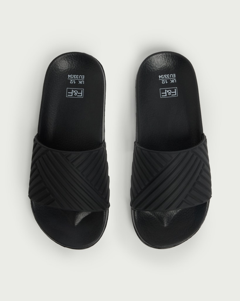 F&F Boys Textured Sliders in Black thumbnail 2