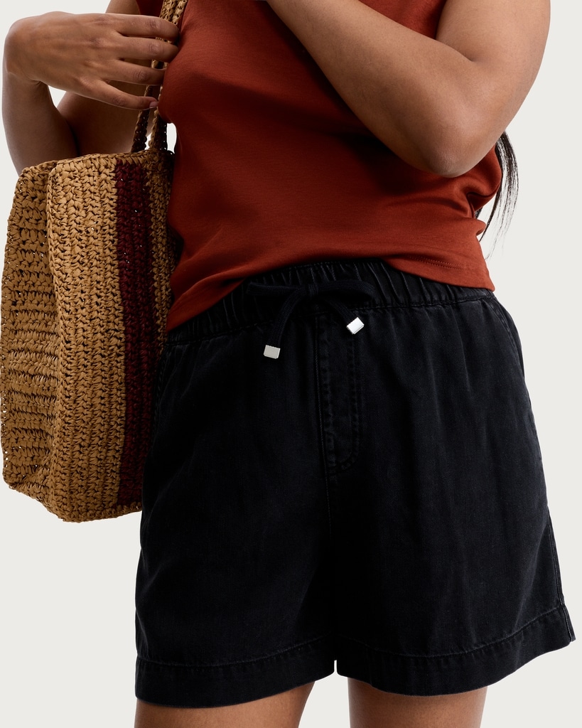 F&F Pure Lyocell Drawstring Shorts in Black