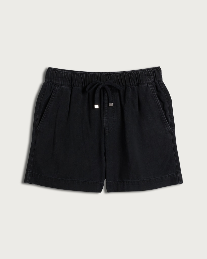 F&F Pure Lyocell Drawstring Shorts in Black thumbnail 4