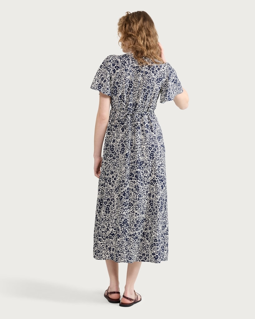 F&F Floral Print V Neck Midi Dress in Navy thumbnail 3