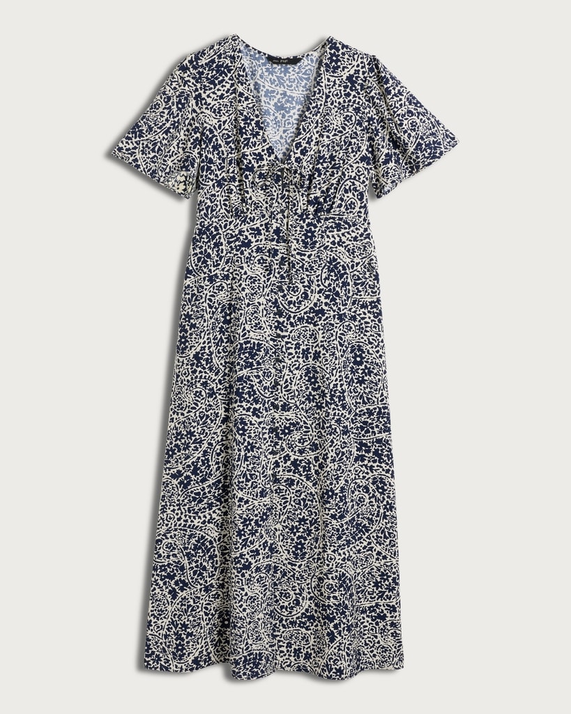 F&F Floral Print V Neck Midi Dress in Navy thumbnail 4