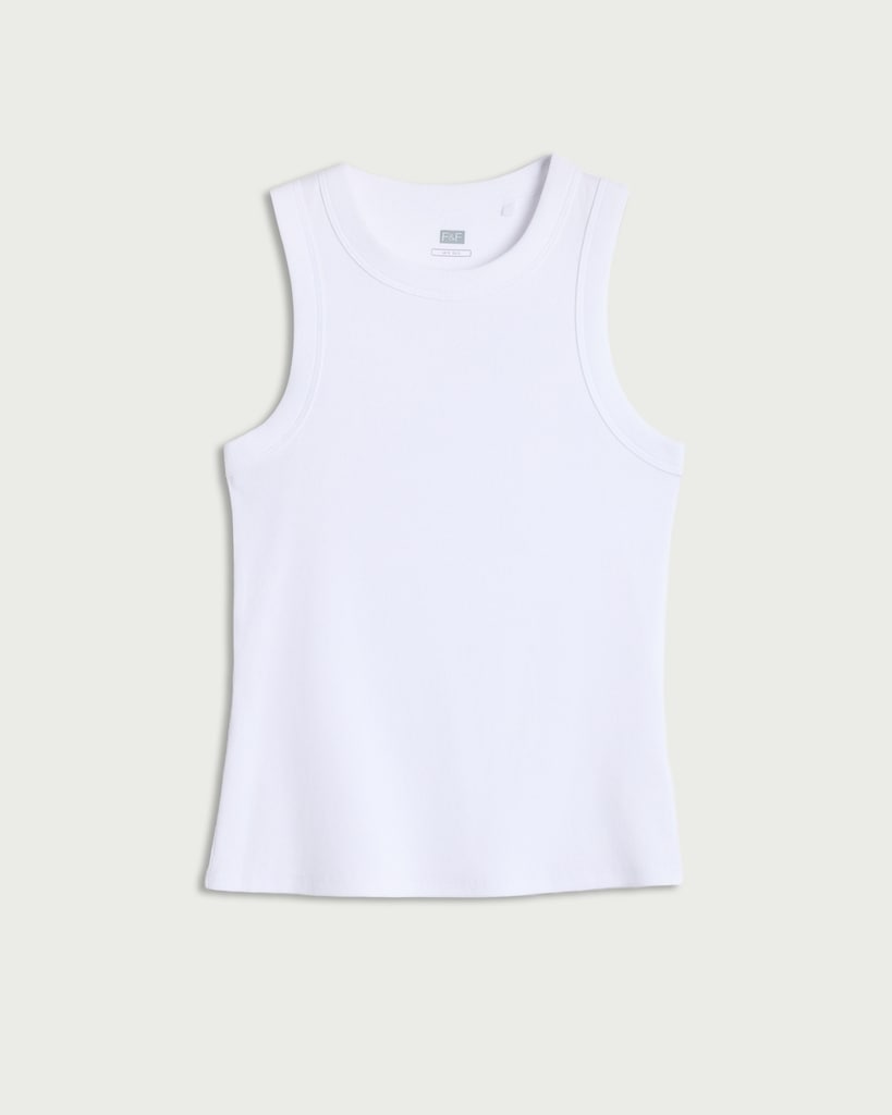F&F Cotton Rich Ribbed Racerback Vest in White thumbnail 4