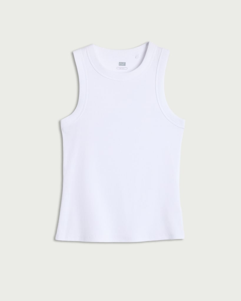 F&F Cotton Rich Ribbed Racerback Vest in White thumbnail 5