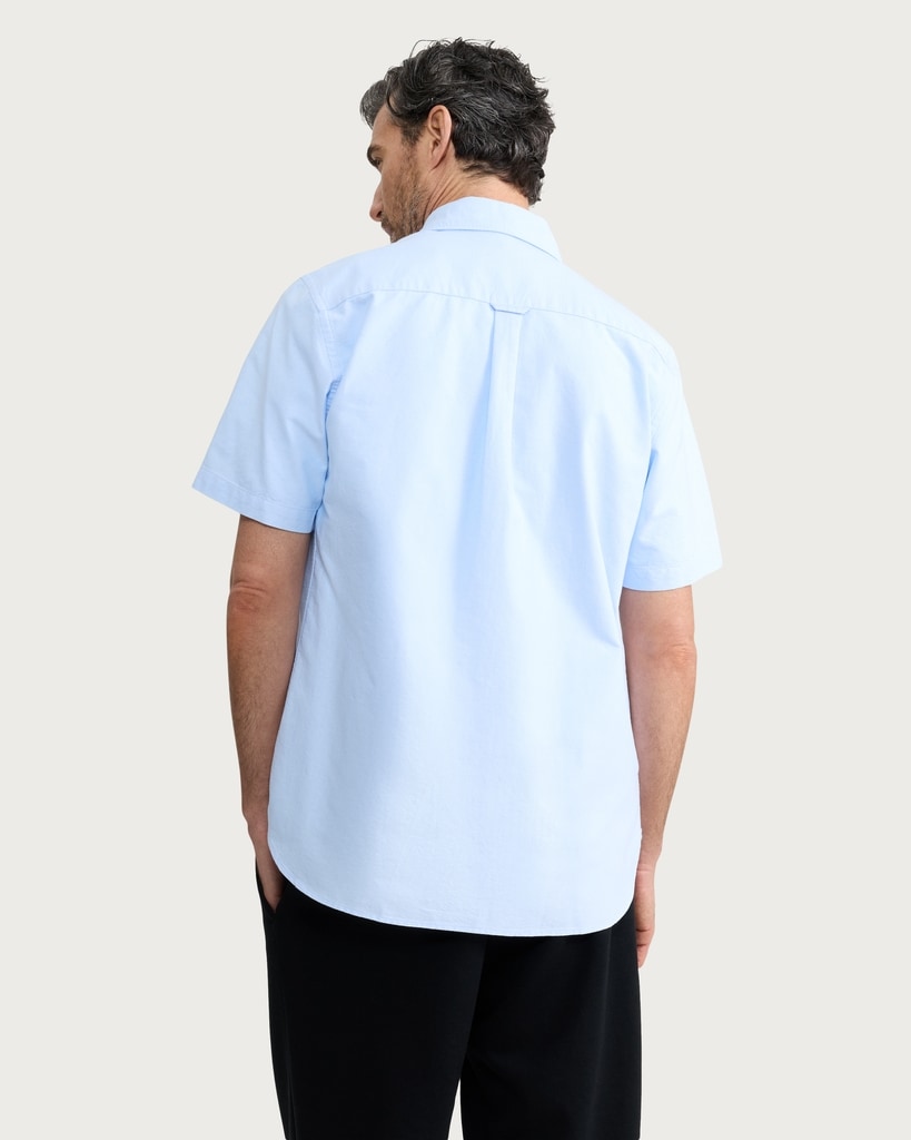 F&F Pure Cotton Short Sleeved Oxford Shirt in Blue thumbnail 3