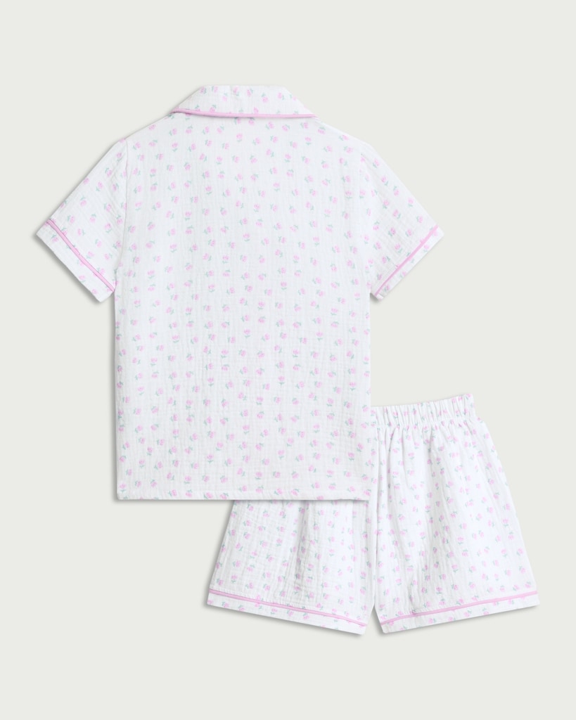 F&F Pure Cotton Floral Print Revere Short Pyjama Set in Multi thumbnail 2
