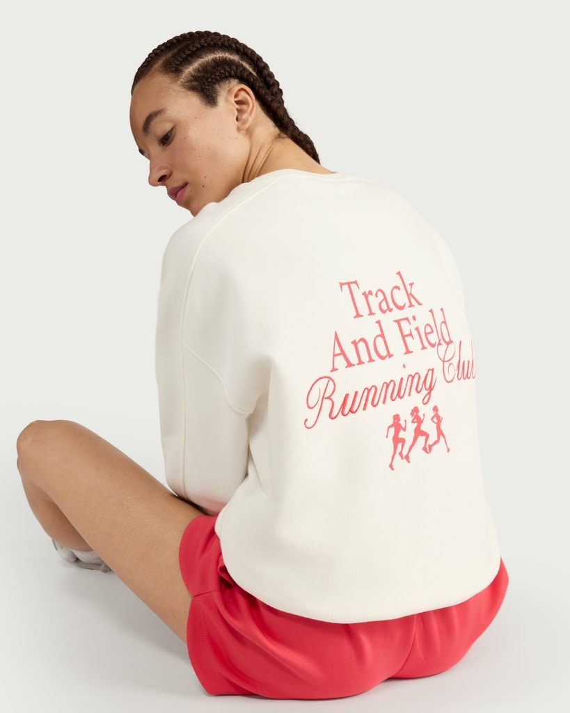 F&F Active AFTERCLASS Cotton Rich Track and Field Sweatshirt in Cream