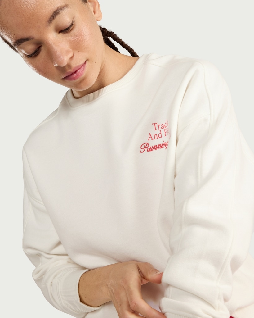 F&F Active AFTERCLASS Cotton Rich Track and Field Sweatshirt in Cream thumbnail 2
