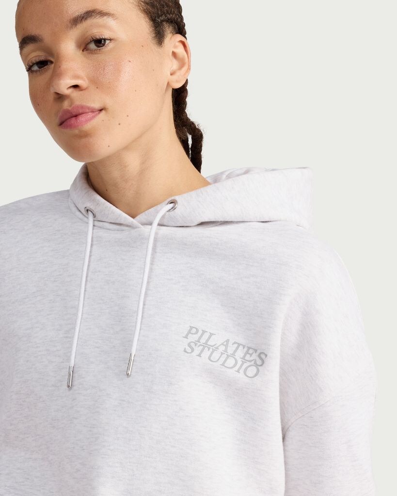 F&F Active AFTERCLASS Cotton Rich Pilates Studio Hooded Sweatshirt in Grey Marl thumbnail 3