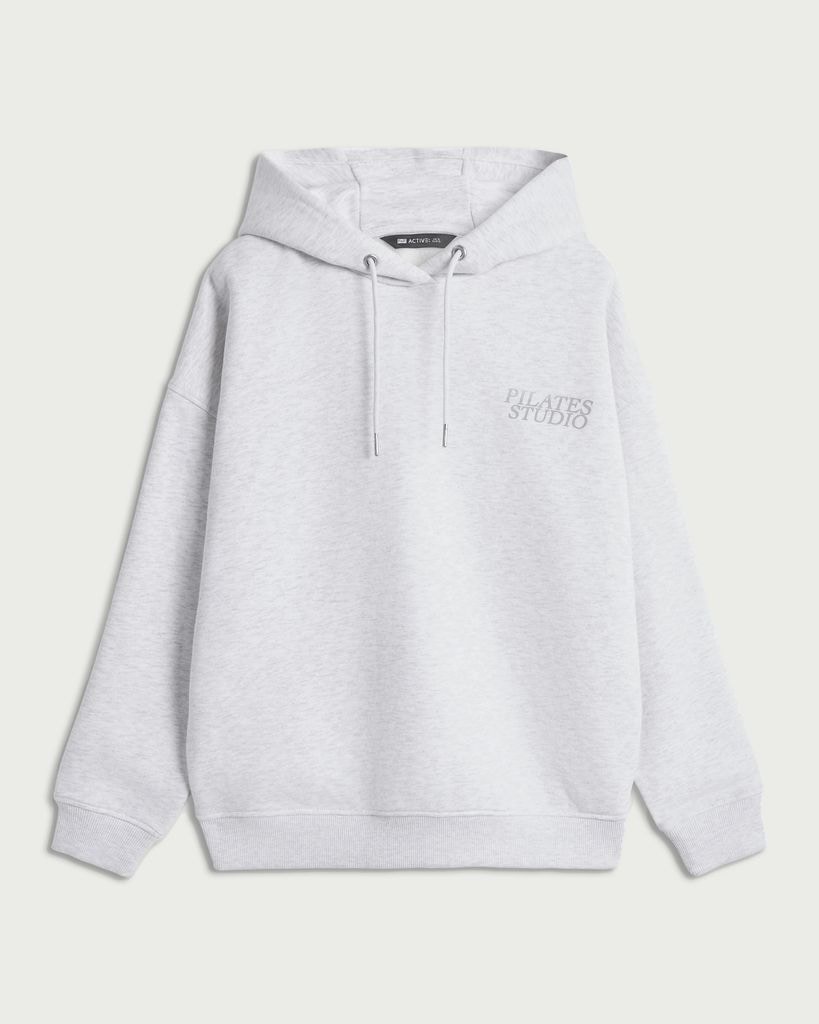 F&F Active AFTERCLASS Cotton Rich Pilates Studio Hooded Sweatshirt in Grey Marl thumbnail 4