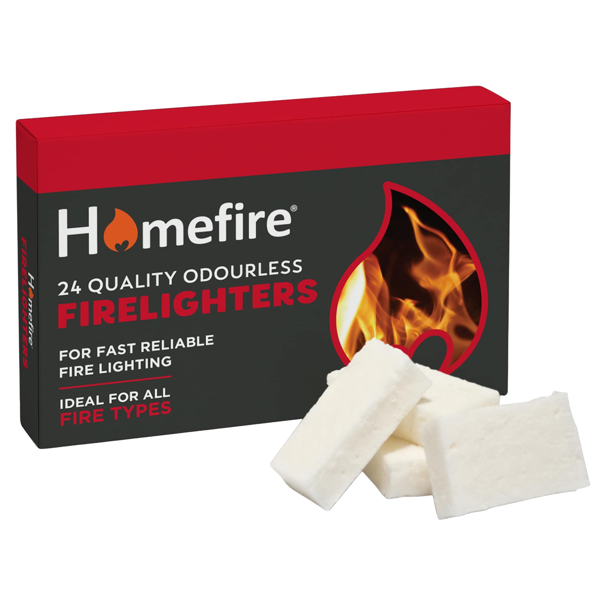 Homefire 24 Quality Odourless Firelighter cubes 200g