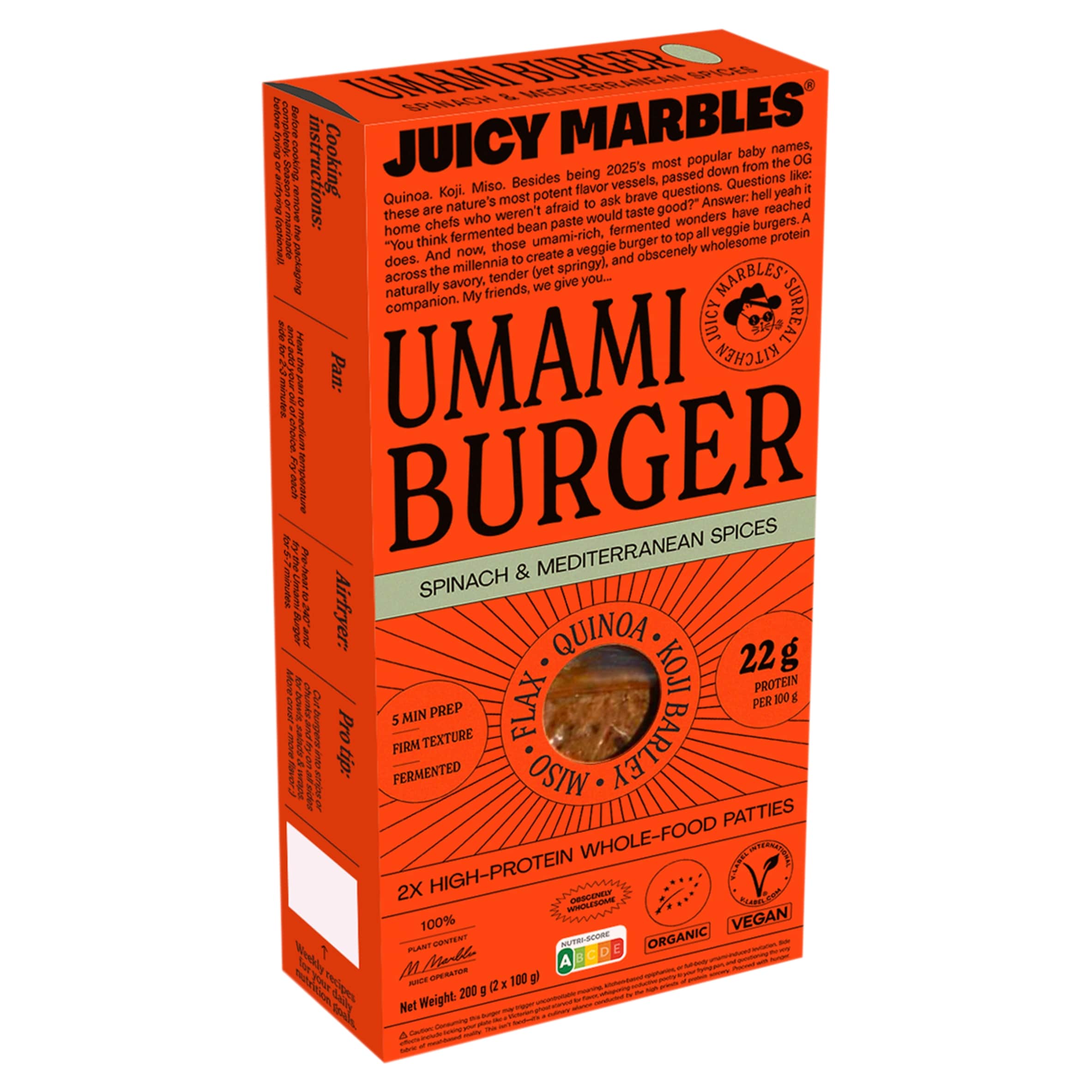 Juicy Marbles Umami Burger Spinach & Mediterranean Spices 200g