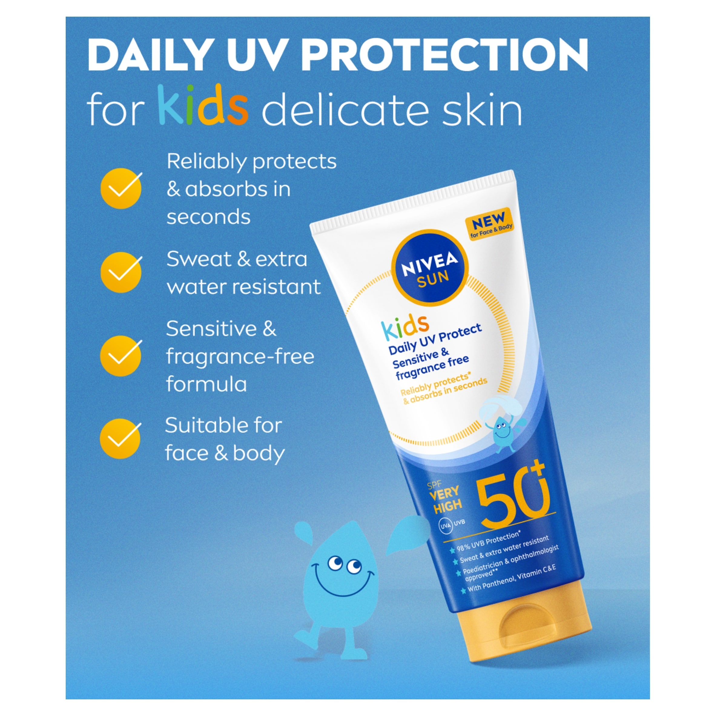 NIVEA SUN Kids Daily UV Protect Sensitive Sun Cream Lotion SPF50+ 100ml​ thumbnail 3