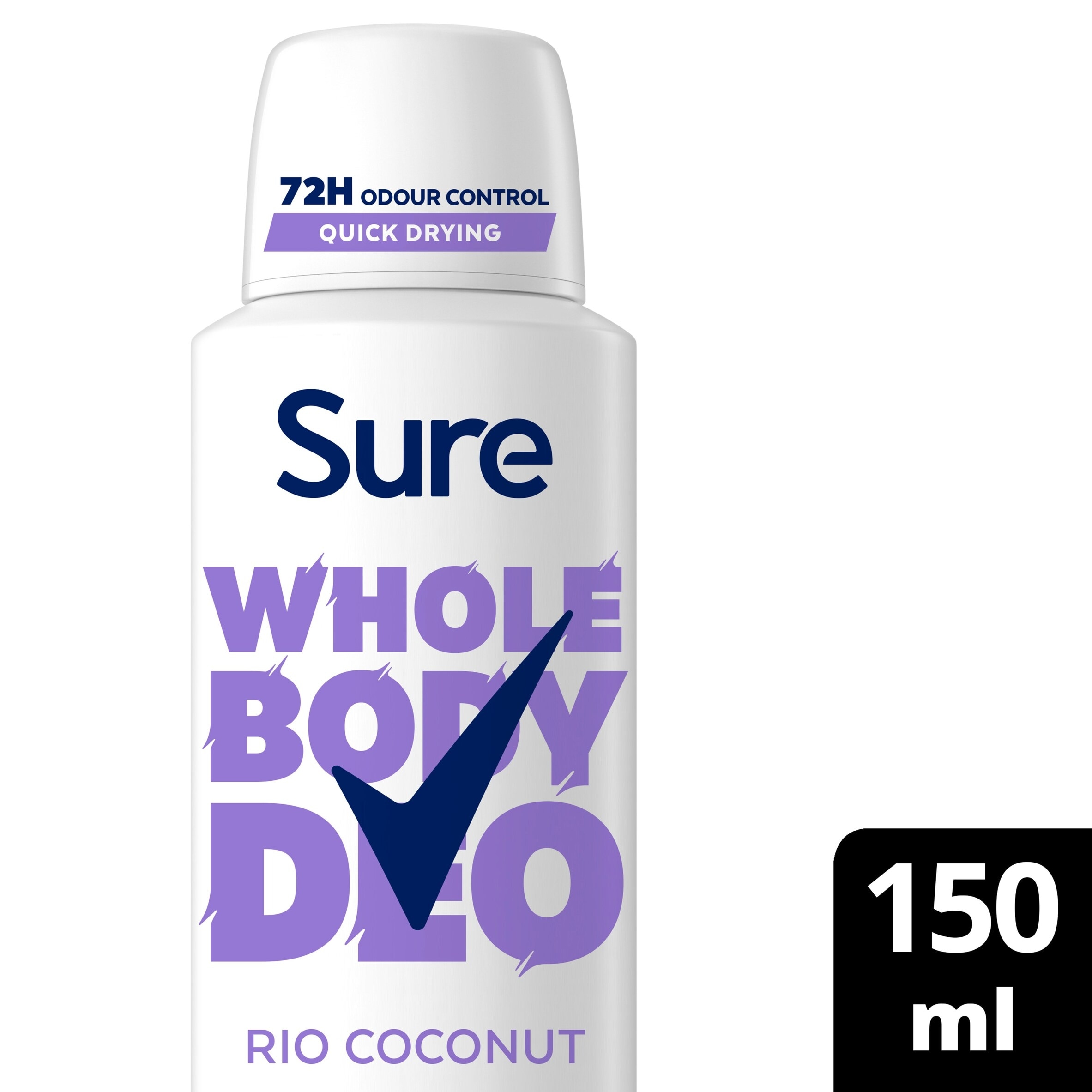 Sure Women Rio Coconut 72h Whole Body Deodorant Odour Control Spray 150ml