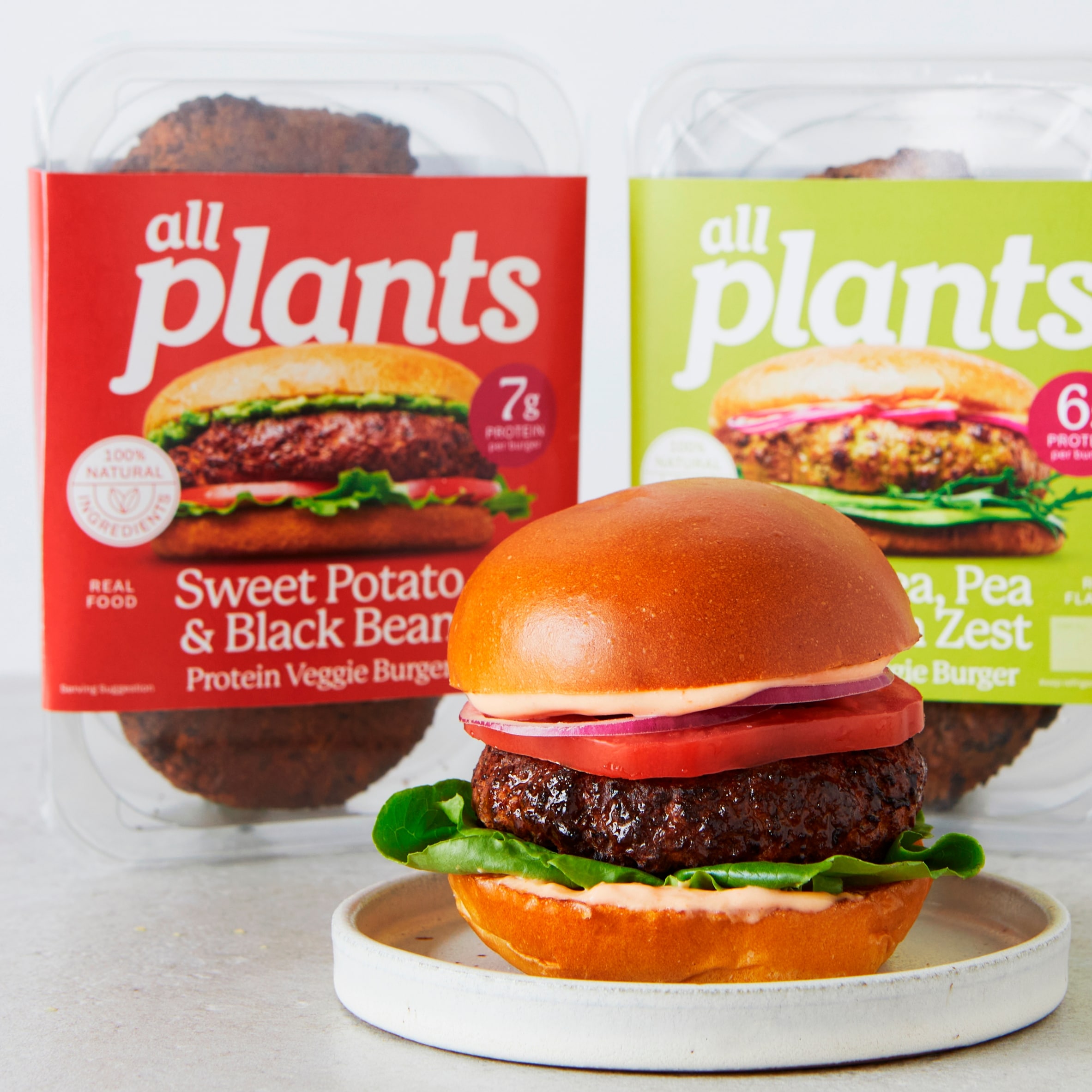 all plants Sweet Potato and Black Bean Protein Veggie Burger 180g thumbnail 2
