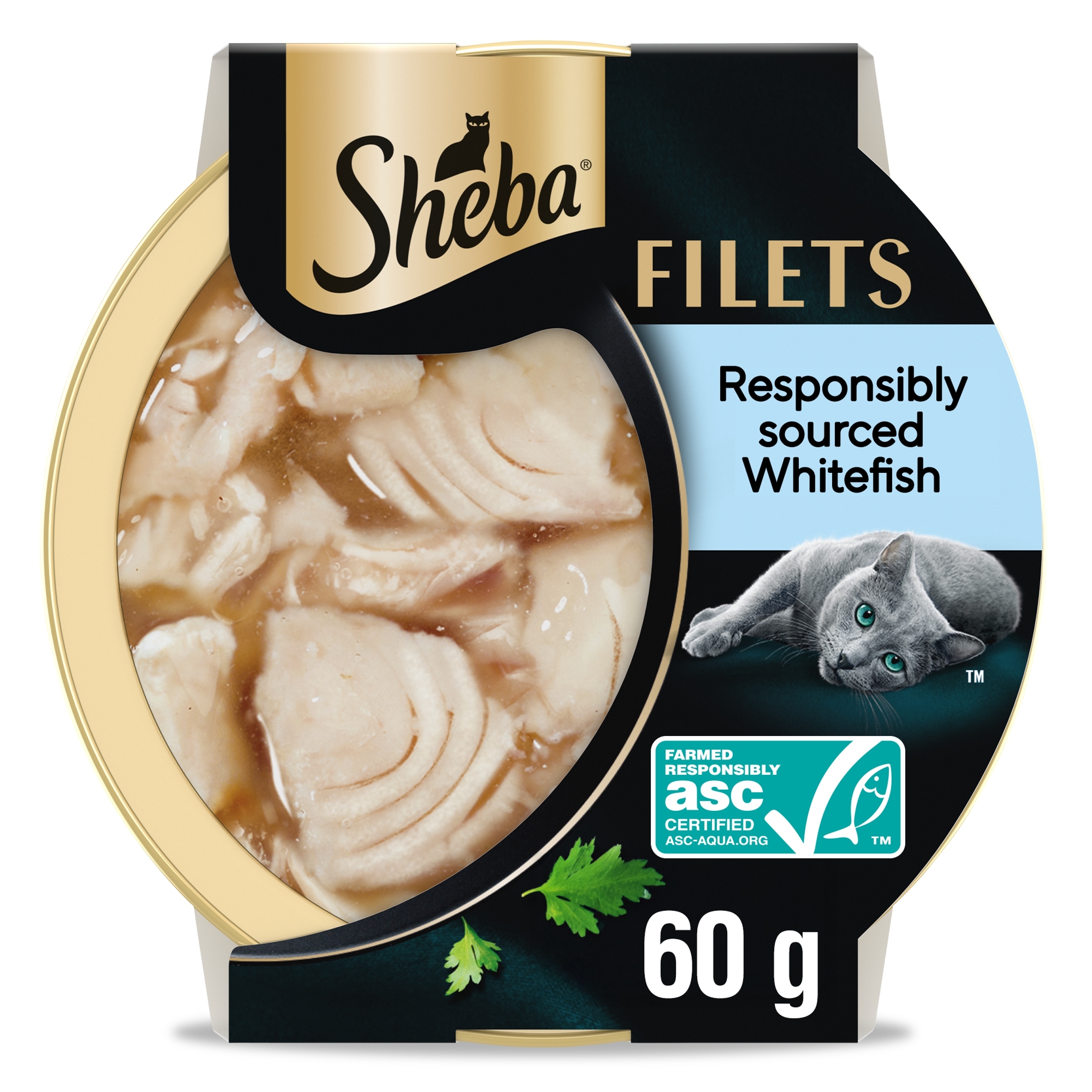 SHEBA Filets Adult Cat Food Tray with Whitefish in Gravy 60g