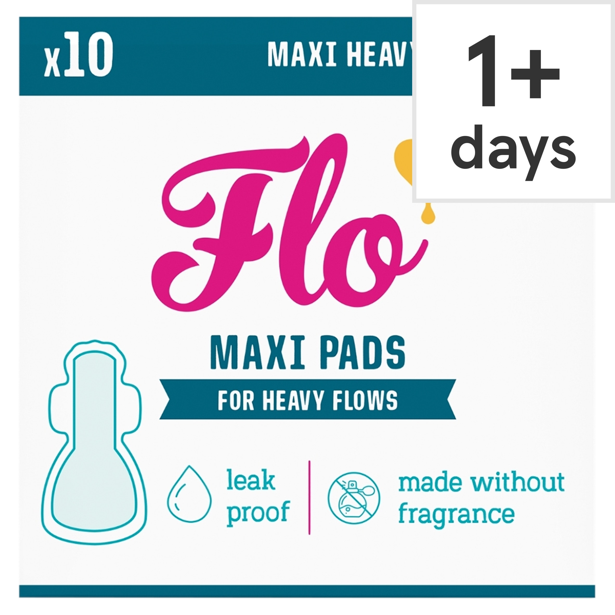 Flo Bamboo Maxi Pads - Ultra Absorbent, Long & Wide (10 pads)