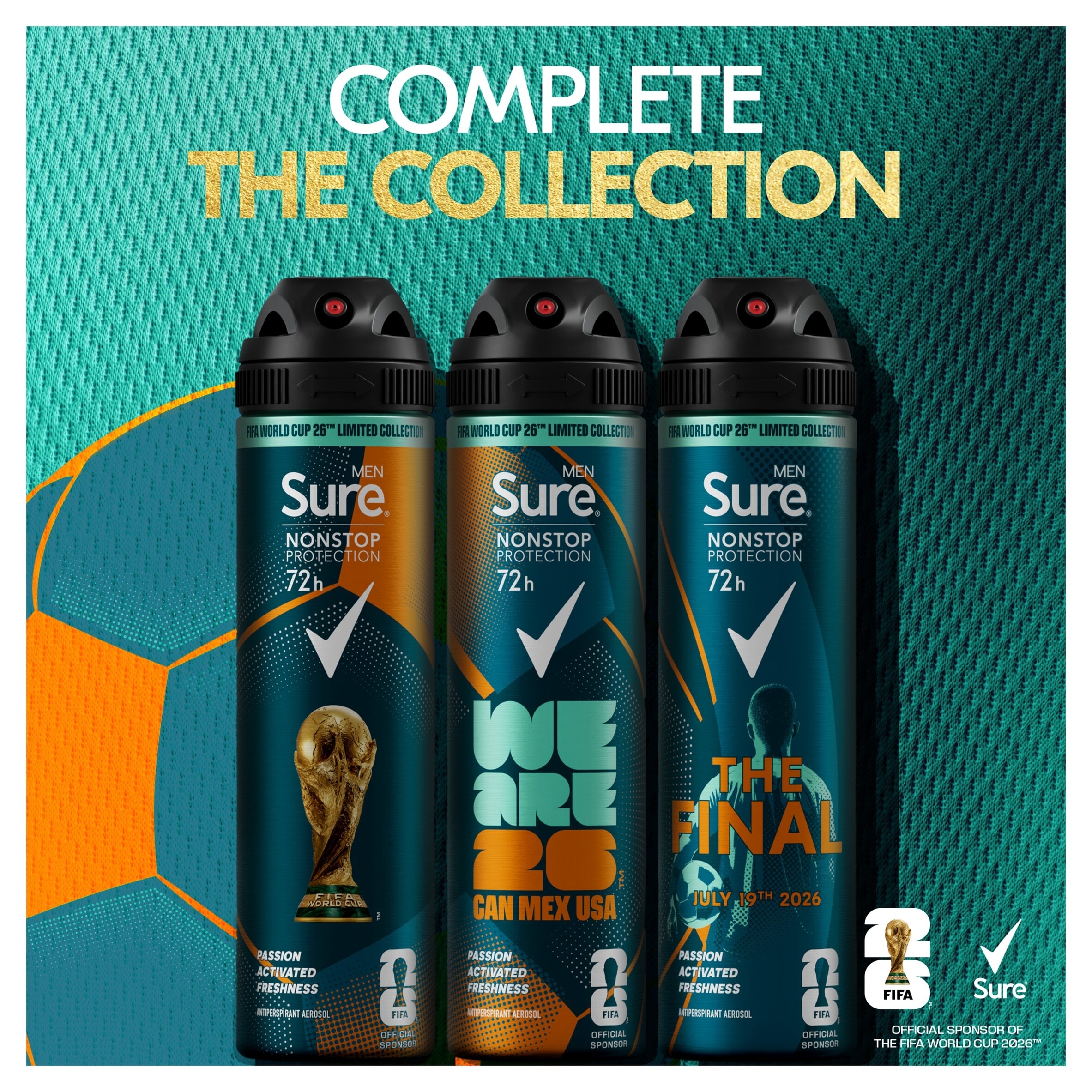 Sure Men Non Stop Protection 72hr Limited Edition Cobalt Dry Antiperspirant Deodorant 250ml thumbnail 4