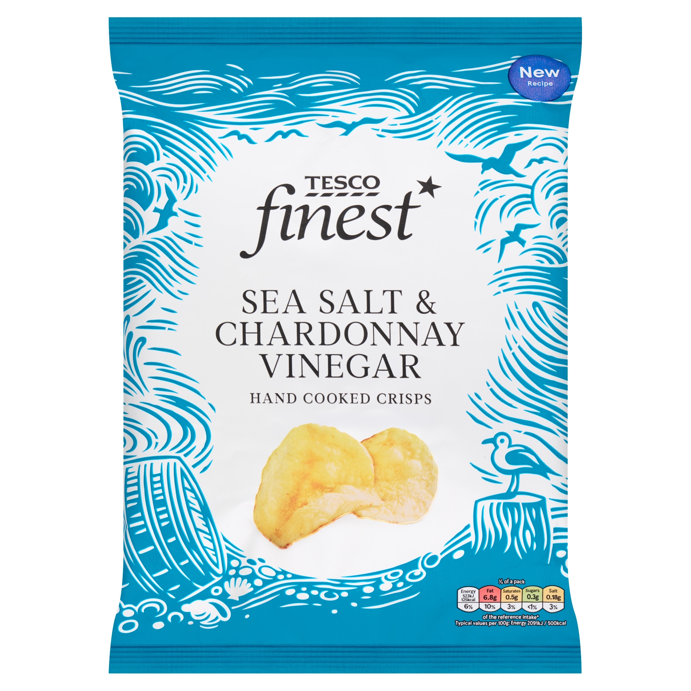 Tesco Finest Sea Salt & Chardonnay Vinegar Handcooked Crisps 150g