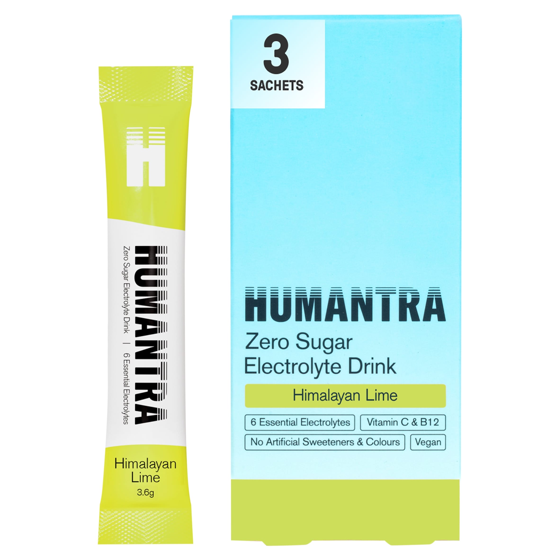 Humantra Himalayan Lime Zero Sugar Electrolyte Drink 3 x 3.6g Sachets
