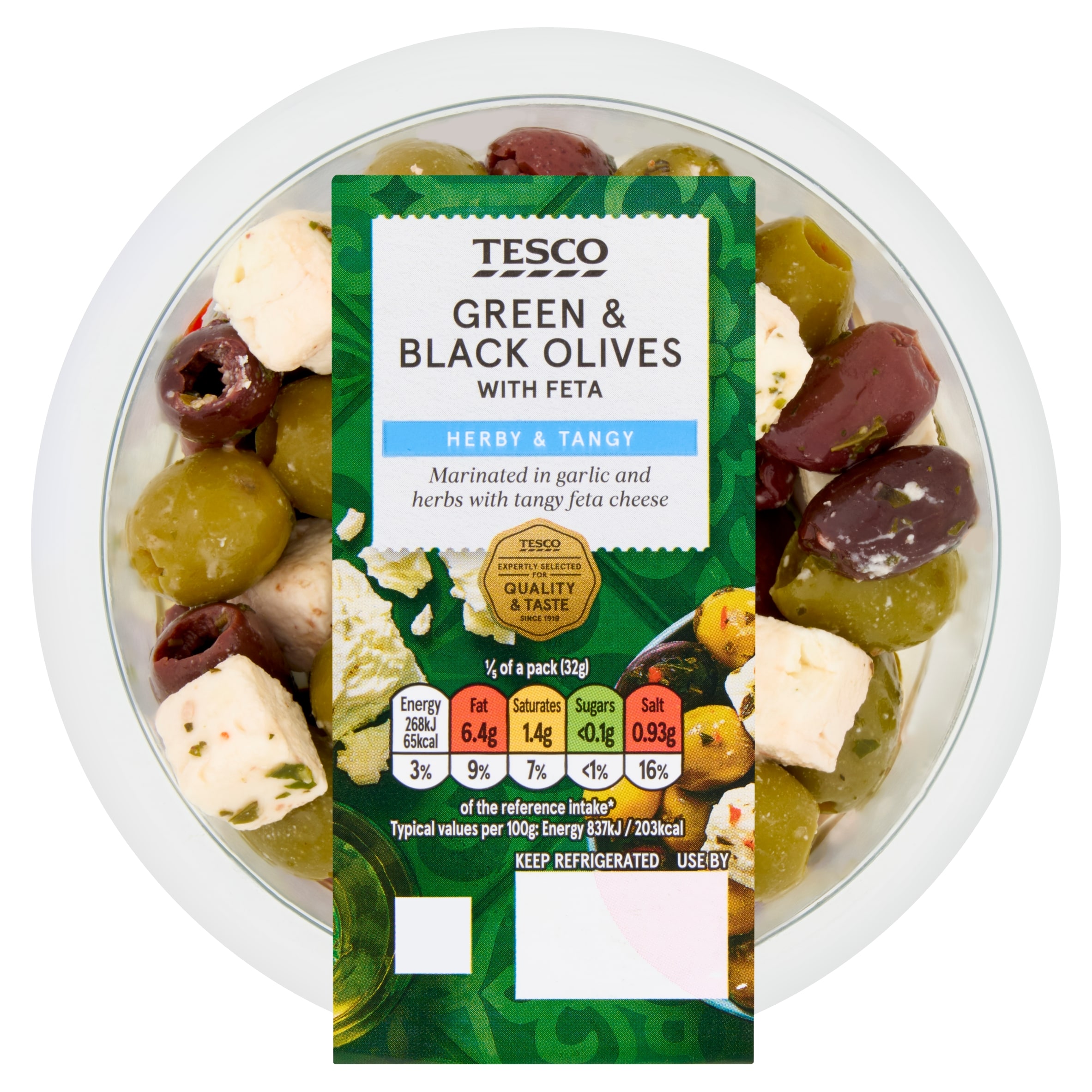 Tesco Green & Black Olives with Feta Herby & Tangy 160g