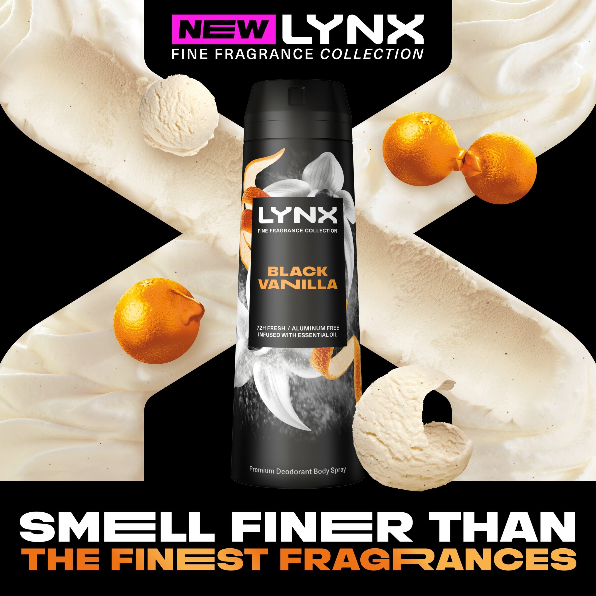Lynx Black Vanilla 72h Fine Fragrance Premium Deodorant Bodyspray for Men 200ml thumbnail 2