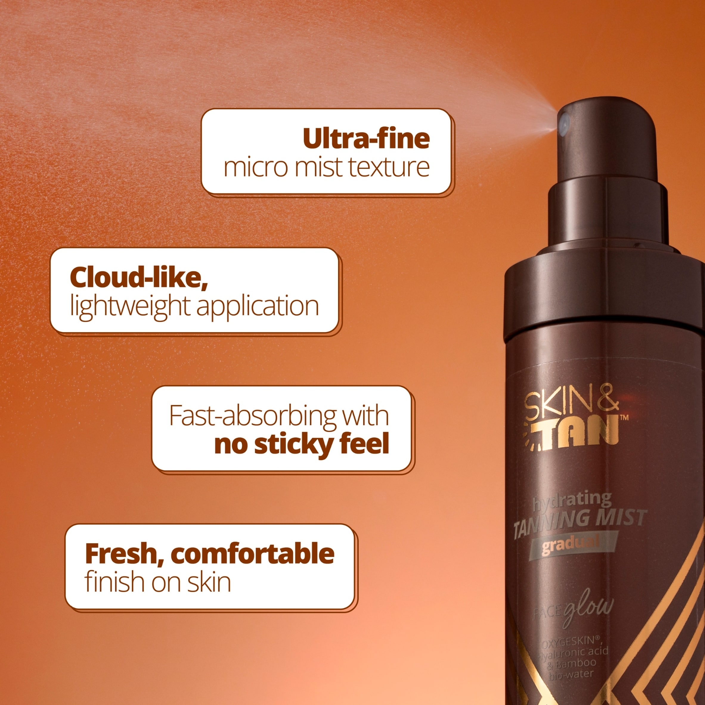 SKIN & TAN Face Glow Gradual Hydrating Tanning Mist 100ml thumbnail 4