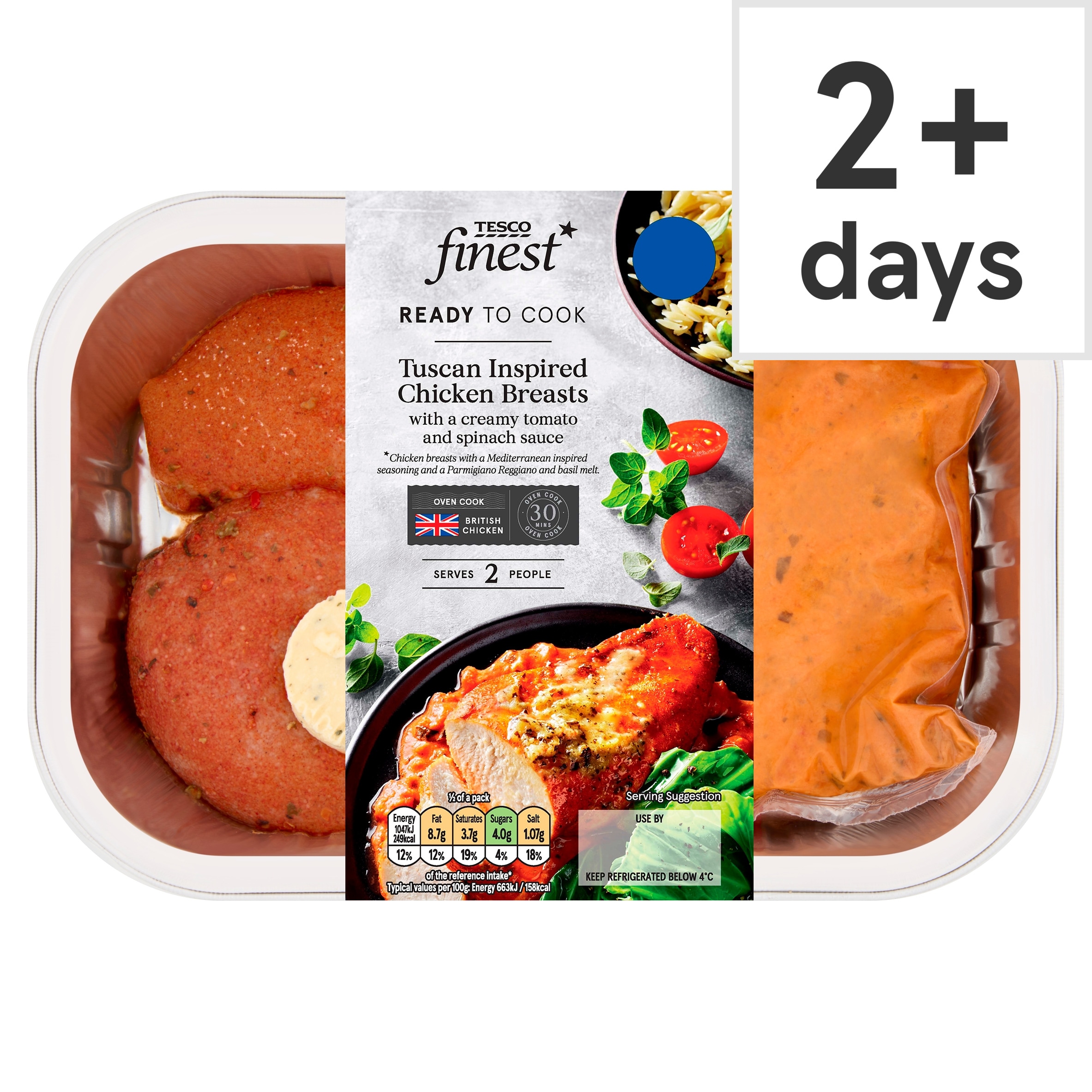 TESCO finest Tuscan Chicken Breast with Tomato and Spinach Sauce 390g