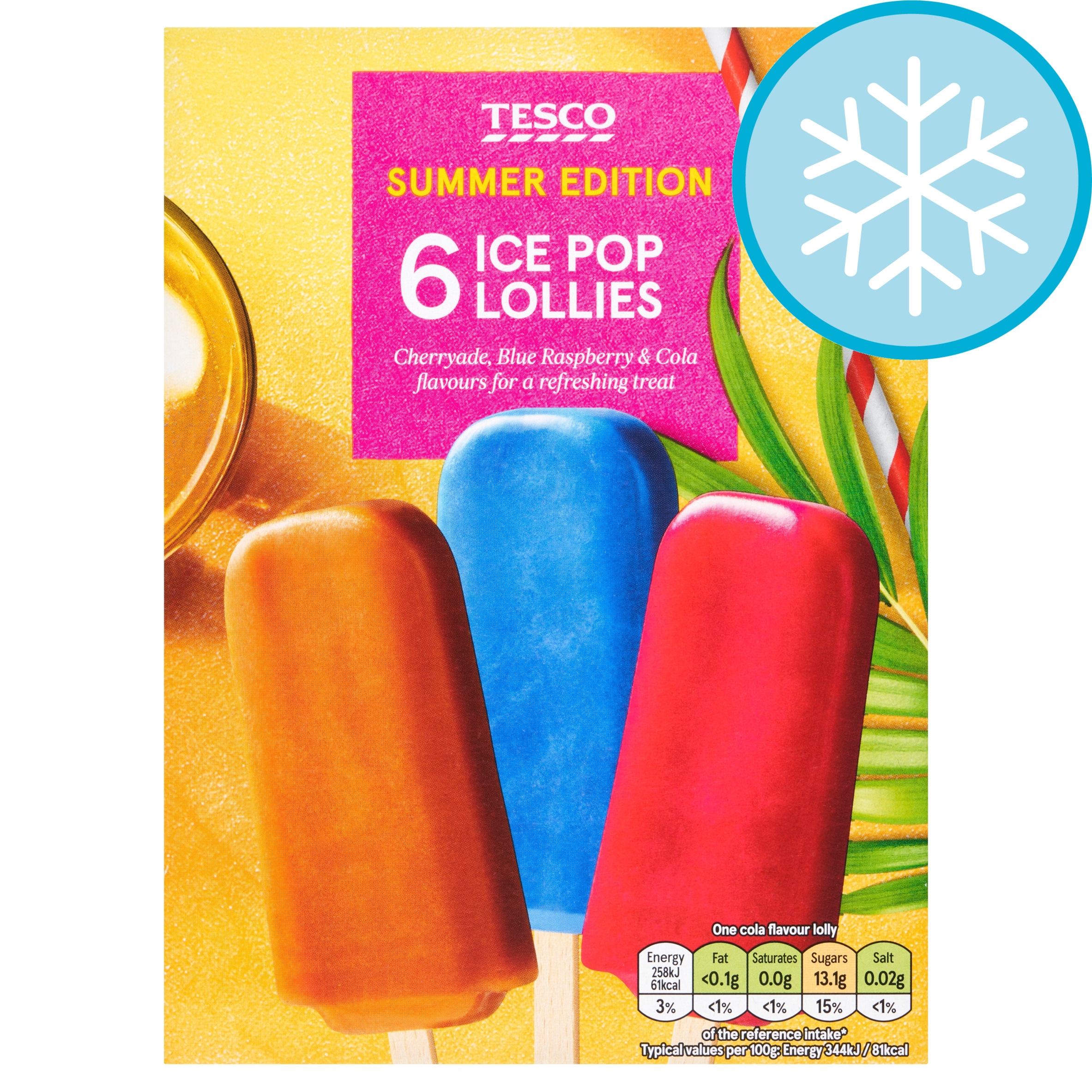 Tesco Ice Pop Ice Lollies 6x73ml
