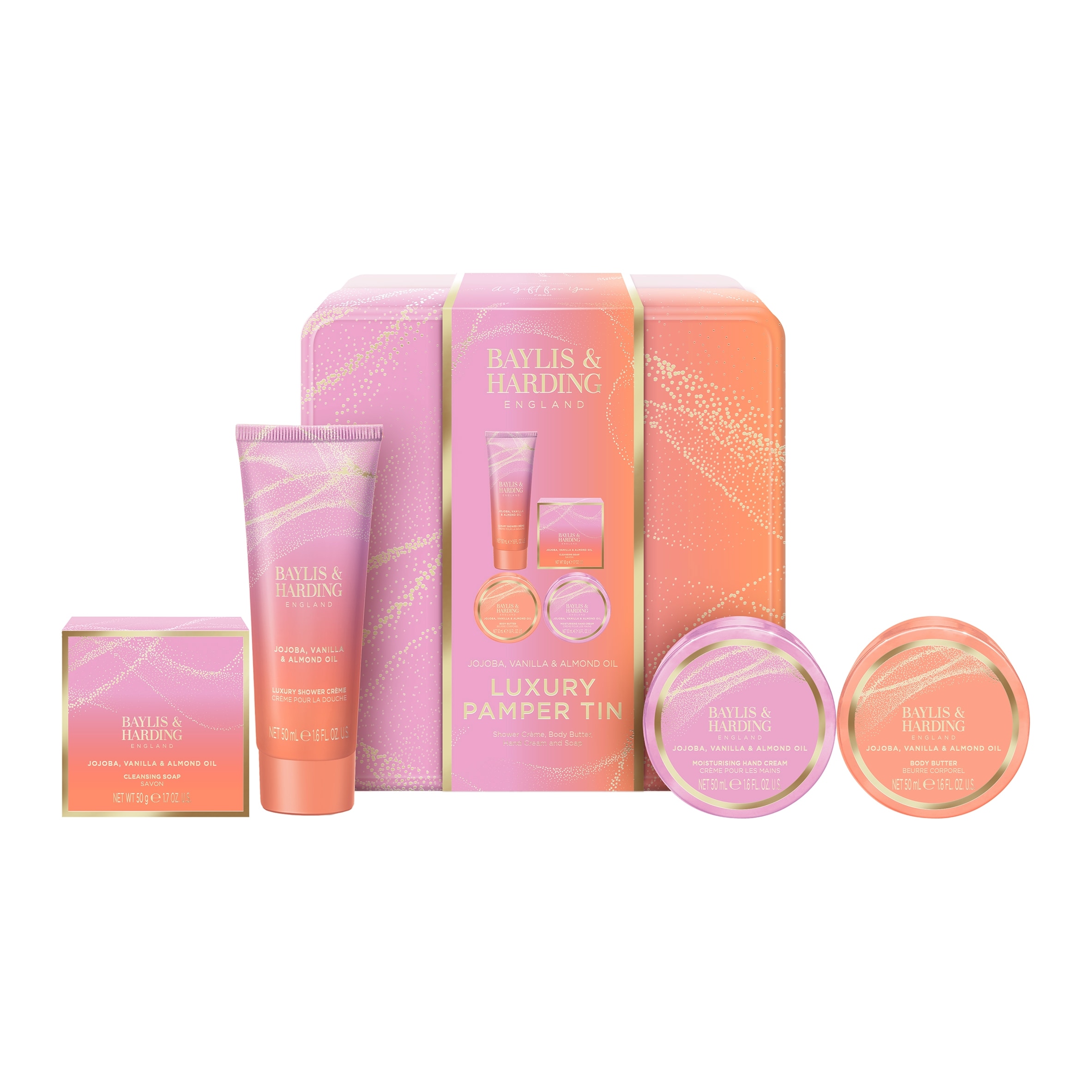 Baylis & Harding Jojoba, Vanilla & Almond Oil Luxury Pamper Tin Gift Set thumbnail 2
