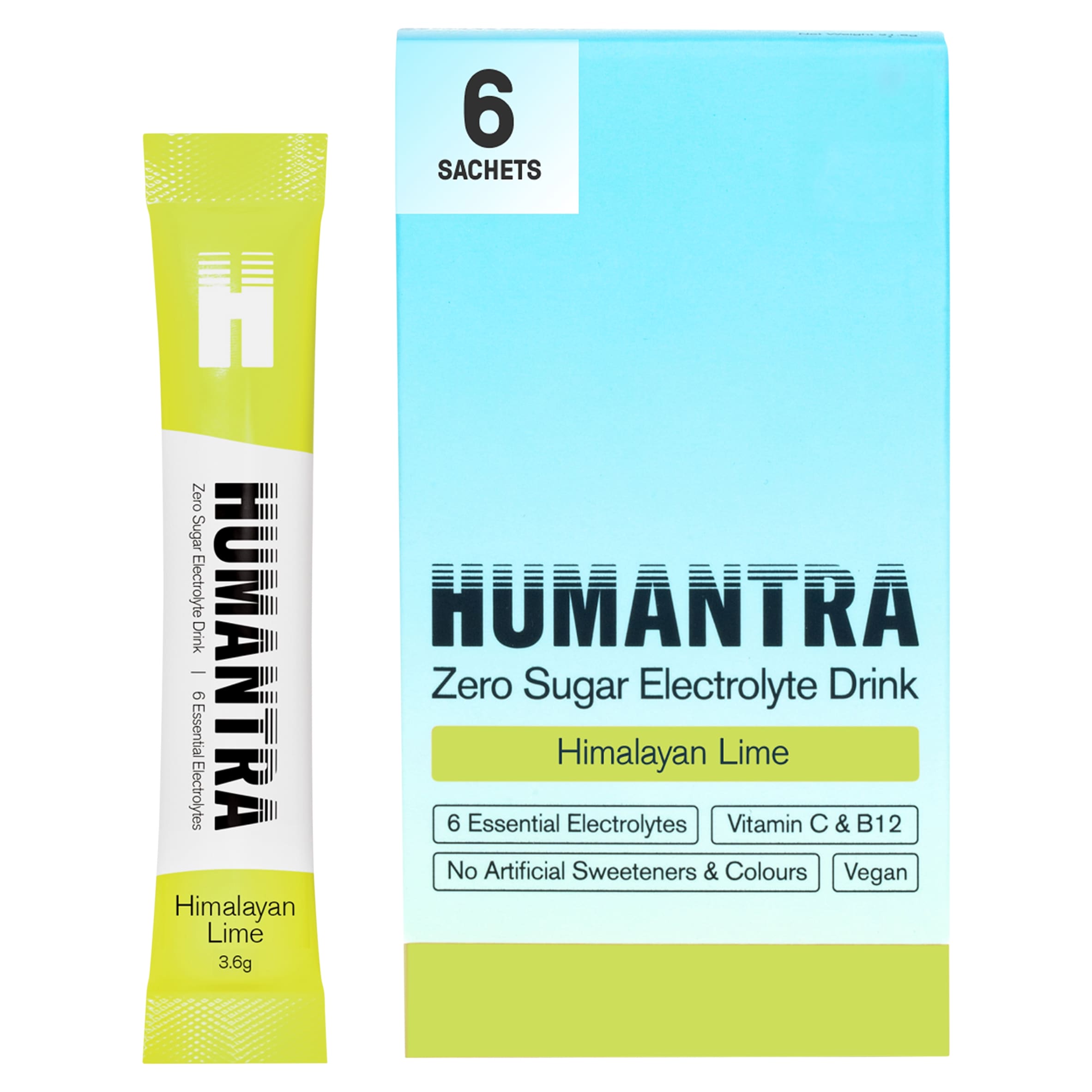Humantra Himalayan Lime Zero Sugar Electrolyte Drink 6 x 3.6g Sachets