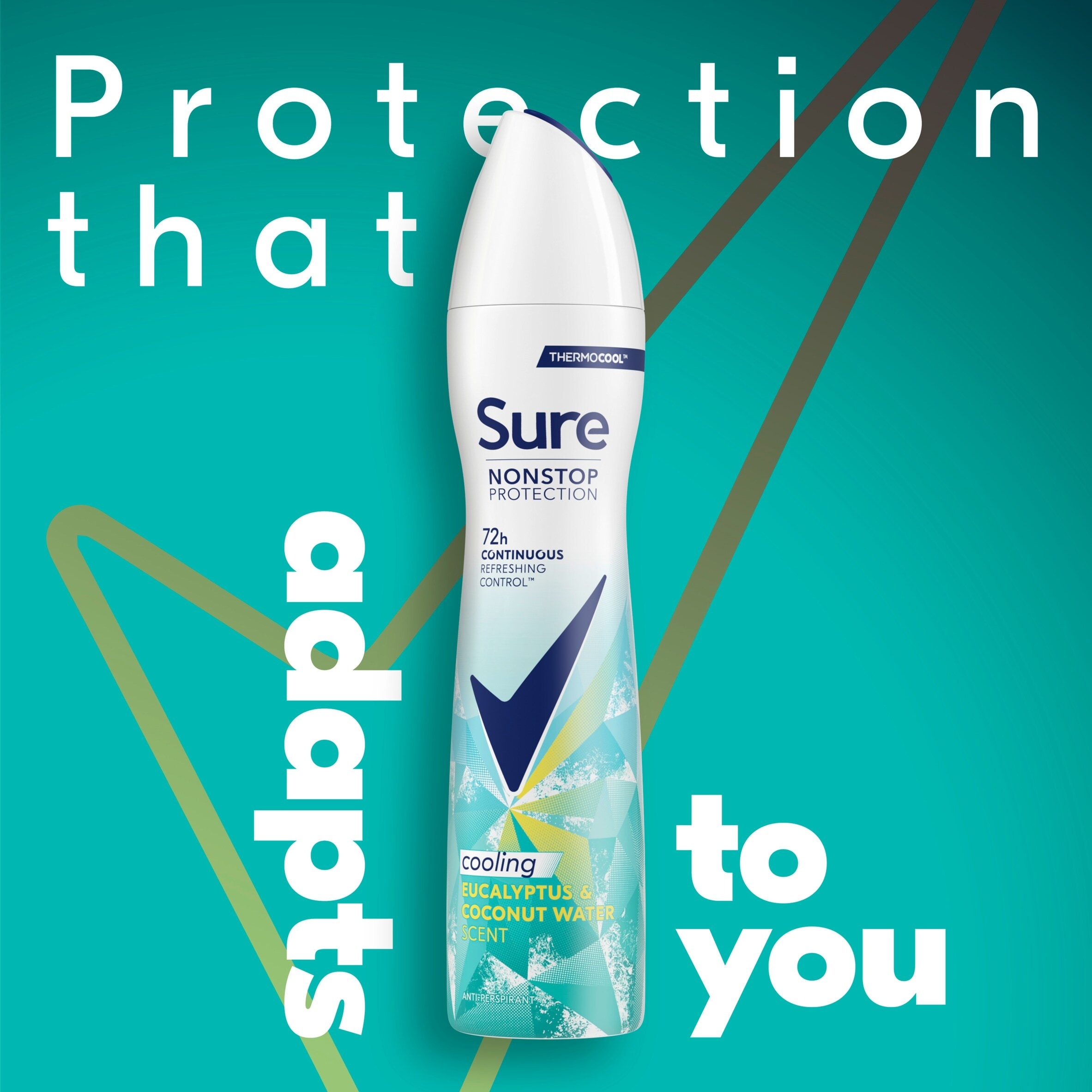 Sure  Eucalyptus & Coconut Water Scent 72h continuous Nonstop protection Antiperspirant Deodorant 250ml thumbnail 2