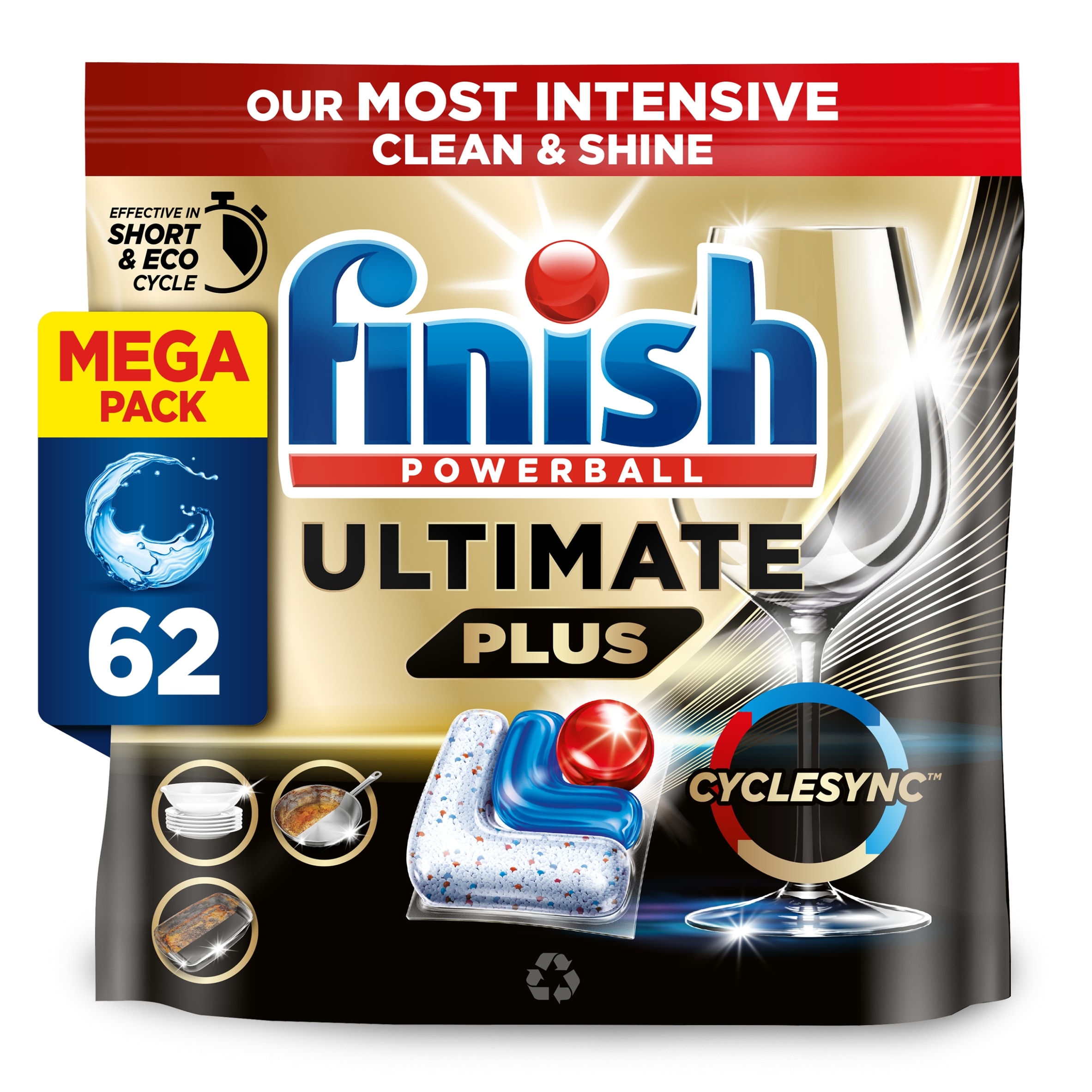 Finish Ultimate Plus All In One 62 Dishwasher Tablets Regular 756.4g