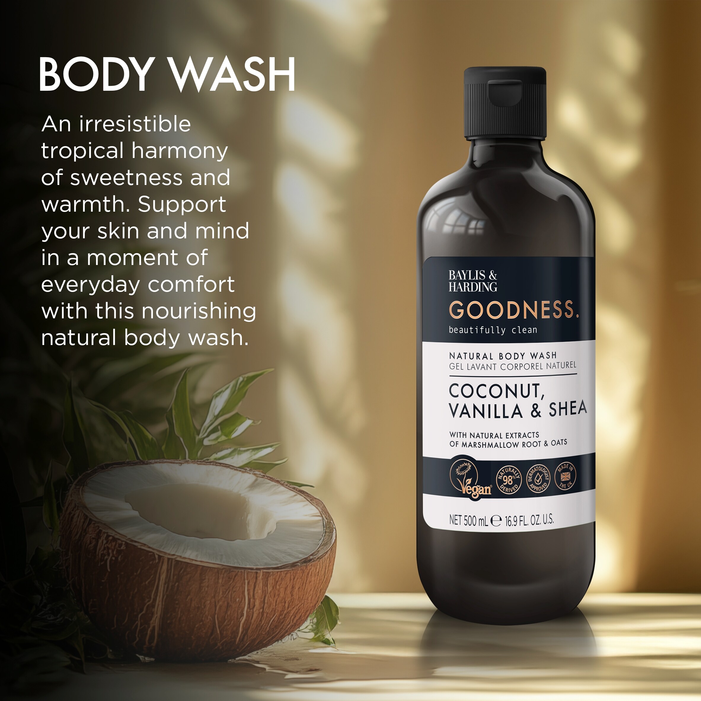 Baylis & Harding Goodness Coconut, Vanilla & Shea Body Wash 500ml thumbnail 2