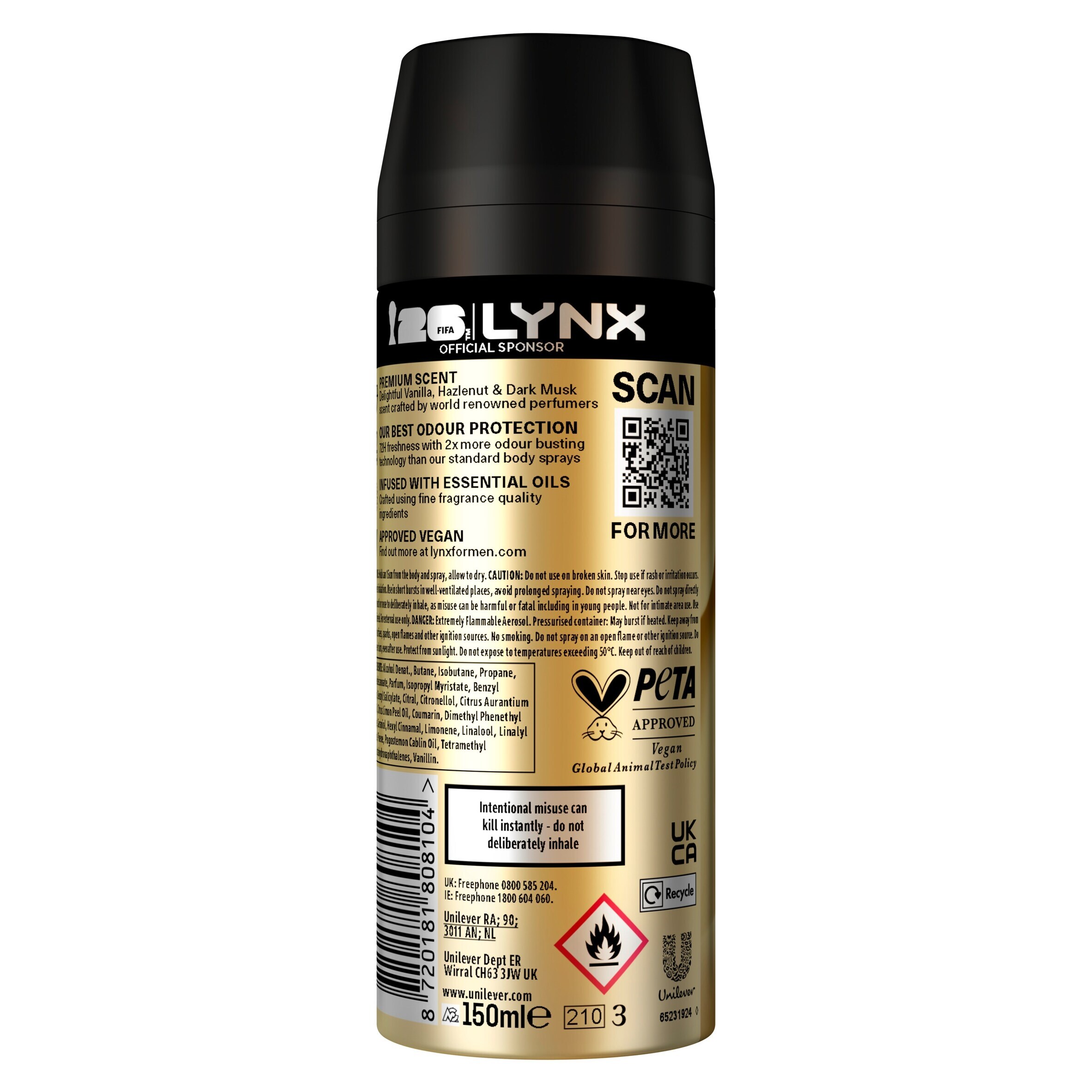 Lynx Marshmallow Smoke 72h Fine Fragrance Premium Deodorant for Men 150ml thumbnail 2