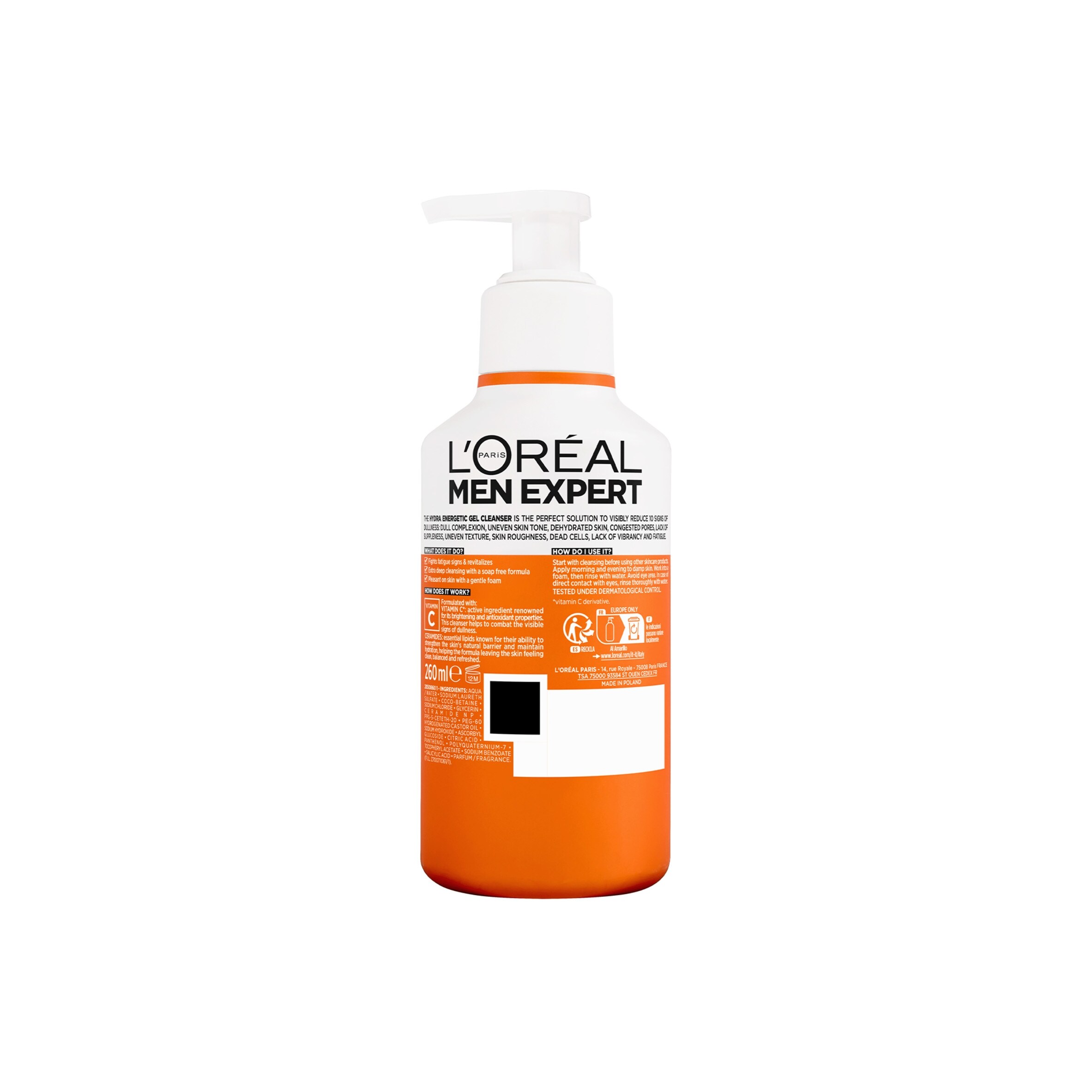 L'Oreal Men Expert Hydra Energetic Pump Cleanser 260ml thumbnail 2